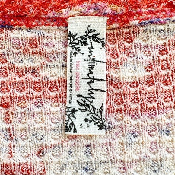 Intimately Free People Home All Day Elephant Thermal Pajama Top Small Orange - Picture 5 of 7